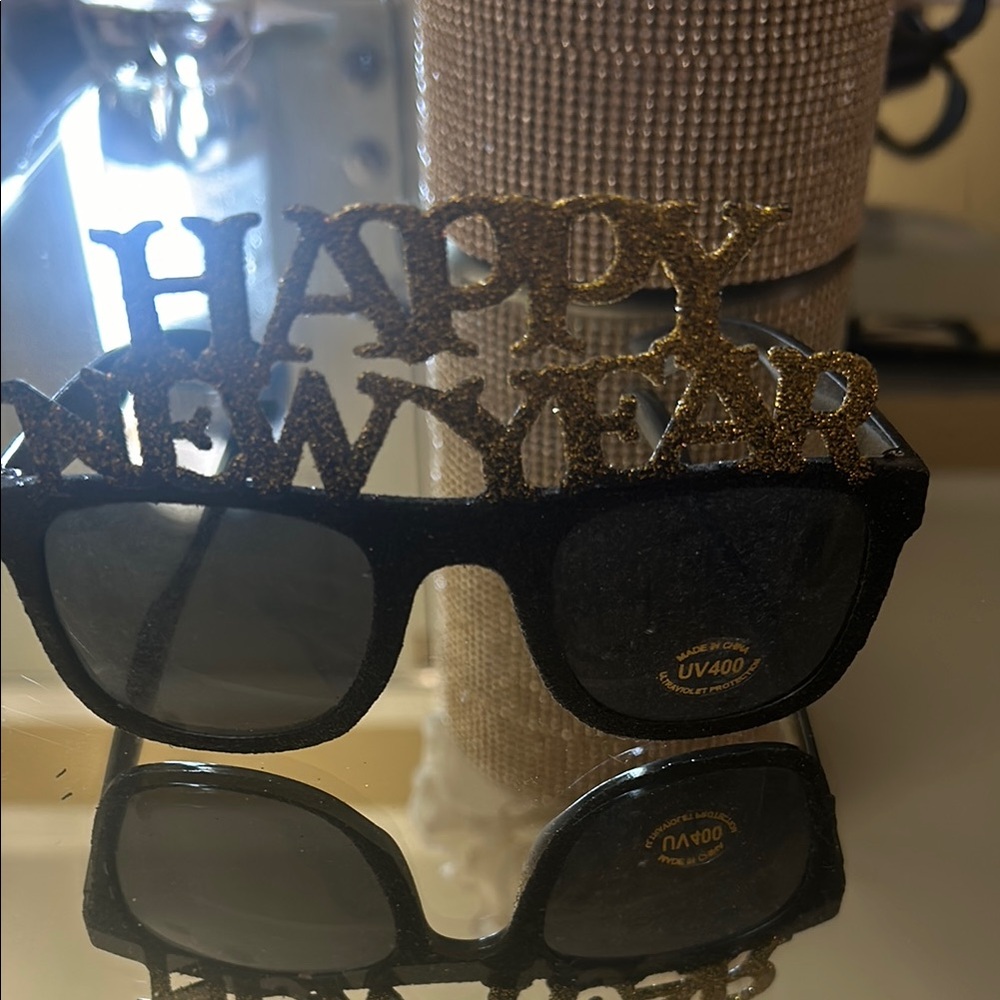 Lululemon Black and Gold Happy New Year Sunglasses